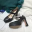 Simple Noire Vêtement de rue Escarpins 2021 Cuir 10 cm Talons Aiguilles Pied Carré Escarpins Talons Hauts