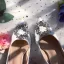 Piękne Kość Słoniowa Buty Ślubne 2019 Rhinestone 7 cm Szpilki Szpiczaste Ślub Czółenka