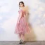 Chic / Belle Rose Bonbon de retour Robe De Graduation 2019 Princesse De l'épaule Paillettes Manches Courtes Dos Nu Thé Longueur Robe De Ceremonie