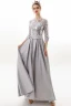 Modern / Fashion Silver Evening Dresses  2019 A-Line / Princess Scoop Neck Sequins 3/4 Sleeve Backless Floor-Length / Long Formal Dresses