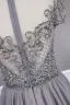 High End Grau Abendkleider 2019 A Linie Rundhalsausschnitt Handgefertigt Perlenstickerei Kristall Strass Kurze Ärmel Sweep / Pinsel Zug Festliche Kleider
