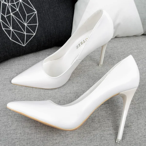 Schöne Rosa Abend Pumps 2019 Lackleder 10 cm Stilettos Spitzschuh Pumps