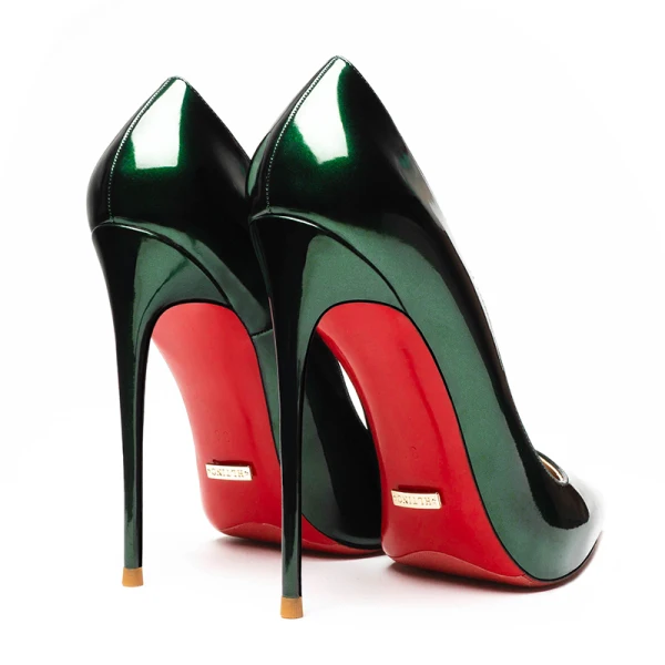 Chic / Belle Vert Foncé Soirée Escarpins 2019 Cuir Verni 12 cm Talons Aiguilles À Bout Pointu Escarpins