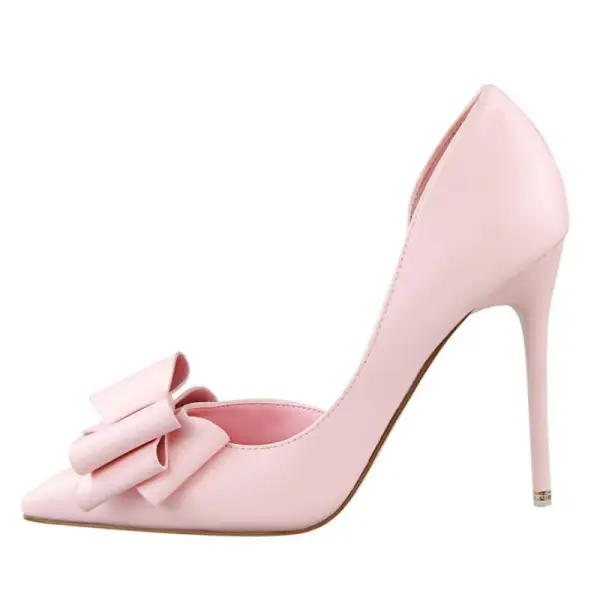 Mode Godis Rosa Brudskor 2019 Rosett 10 cm Stilettklackar Spetsiga Bröllop Pumps