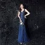 Modern / Fashion Silver Evening Dresses  2019 Trumpet / Mermaid V-Neck Sequins Sash Sleeveless Backless Floor-Length / Long Formal Dresses