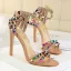 Charming Silver Evening Party Womens Sandals 2019 Rivet Ankle Strap 11 cm Stiletto Heels Open / Peep Toe High Heels