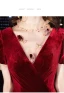 Elegant Red Evening Dresses  2020 A-Line / Princess Suede High Neck Short Sleeve Floor-Length / Long Formal Dresses
