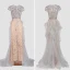Haut de Gamme Champagne Gris Robe De Soirée 2020 Trompette / Sirène Encolure Dégagée Fait main Perlage Cristal Faux Diamant Manches Courtes Train De Balayage Robe De Ceremonie