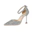 Charming Rose Gold Evening Party Womens Shoes 2020 Ankle Strap Sequins 9 cm Stiletto Heels Pointed Toe High Heels