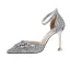 Sparkly Rose Gold Evening Party Womens Shoes 2019 Sequins Ankle Strap Rhinestone 9 cm Stiletto Heels Pointed Toe High Heels