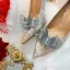 Charming Silver Lace Butterfly Wedding Shoes 2021 Leather Rhinestone 9 cm Stiletto Heels Pointed Toe Wedding Pumps High Heels