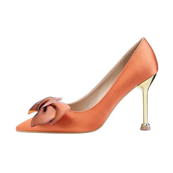 Affordable Burgundy Evening Party Pumps 2019 Bow 9 cm Stiletto Heels Pointed Toe Pumps