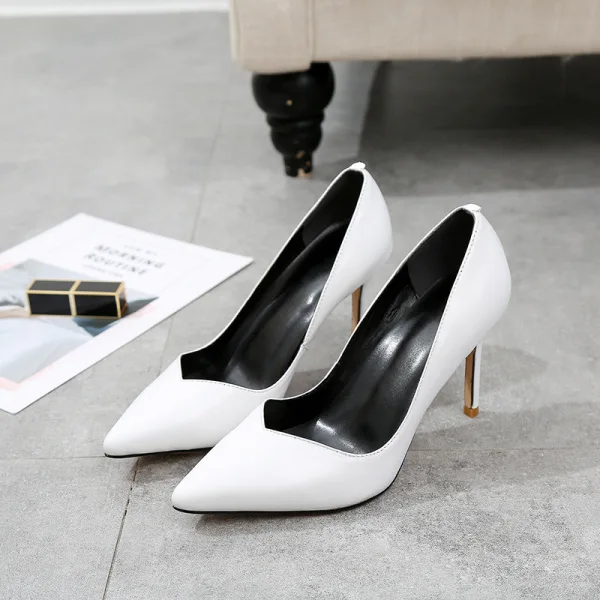 Classy Black OL Pumps 2020 Leather 8 cm Stiletto Heels Pointed Toe Pumps