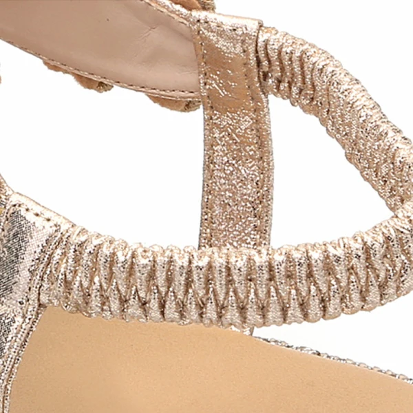 Fashion Gold Casual Flat Womens Shoes 2020 Multi-Colors Rhinestone Suede T-Strap Slipper & Flip flops
