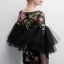 Chic / Beautiful Black Evening Dresses  2018 Trumpet / Mermaid Printing Scoop Neck 3/4 Sleeve Floor-Length / Long Formal Dresses