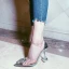 Transparent Sexy Silver Evening Party Rhinestone Womens Sandals 2021 Leather 10 cm Stiletto Heels Pointed Toe Sandals High Heels