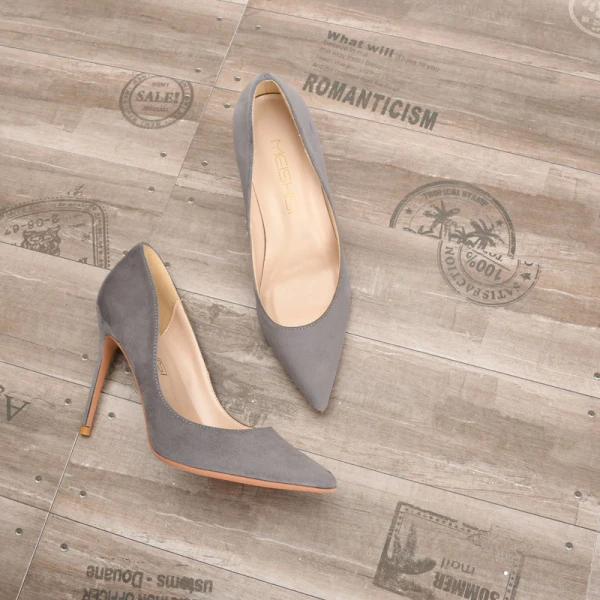 Modest / Simple Grey Office Pumps 2020 Suede 10 cm Stiletto Heels Pointed Toe Pumps