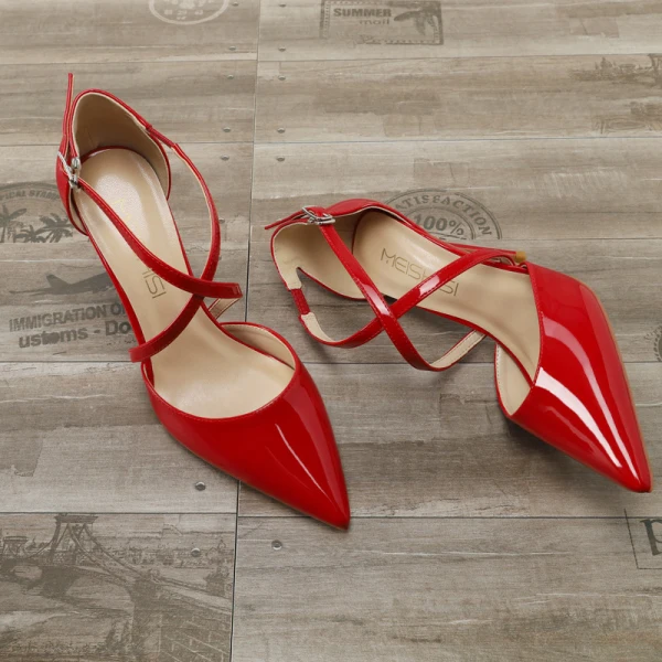 Chic / Beautiful Black Evening Party Womens Sandals 2020 Patent Leather 10 cm Stiletto Heels Pointed Toe Sandals