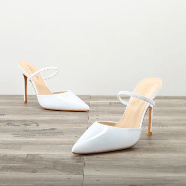Modest / Simple Black Casual Womens Sandals 2020 Patent Leather 10 cm Stiletto Heels Pointed Toe Sandals