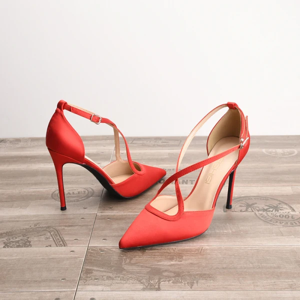 Affordable Black Evening Party Womens Sandals 2020 X-Strap 10 cm Stiletto Heels Pointed Toe Heels