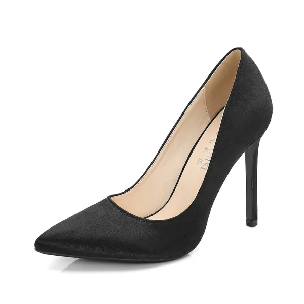 Enkla Röd Kontors Pumps 2020 Satin 11 cm Stilettklackar Spetsiga Pumps