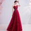 Chic / Beautiful Red Evening Dresses  2020 A-Line / Princess Strapless Beading Sequins Lace Rhinestone Sleeveless Backless Floor-Length / Long Formal Dresses