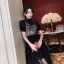 Fashion Black Party Dresses 2020 A-Line / Princess High Neck Sequins Short Sleeve Tea-length Formal Dresses