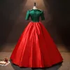 Elegante Rot Grün Ballkleider 2024 Strass Spitze Satin Festliche Kleider