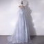 Charmant Gris Perlage Paillettes En Dentelle Fleur Robe De Bal 2024 Princesse Bustier Sans Manches Dos Nu Longue Promo Robe De Ceremonie