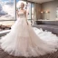 Elegant Ivory Wedding Dresses 2018 Ball Gown Lace Flower Pearl Cascading Ruffles Strapless Backless Sleeveless Royal Train Wedding
