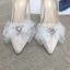 Charming Ivory Lace Wedding Shoes 2020 Bow Rhinestone 8 cm Stiletto Heels Pointed Toe Wedding Pumps