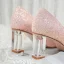 Glitter Candy Roze Glans Bruidsschoenen 2020 Pailletten 7 cm Dikke Hak Spitse Neus Huwelijk Pumps