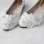 Chic / Beautiful Red Low Heel Wedding Shoes 2020 Lace Flower Appliques Pearl 4 cm Stiletto Heels Pointed Toe Wedding Pumps