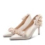 Fashion Champagne Wedding Shoes 2020 Satin 3D Lace Appliques Rhinestone 7 cm Stiletto Heels Pointed Toe Wedding Pumps