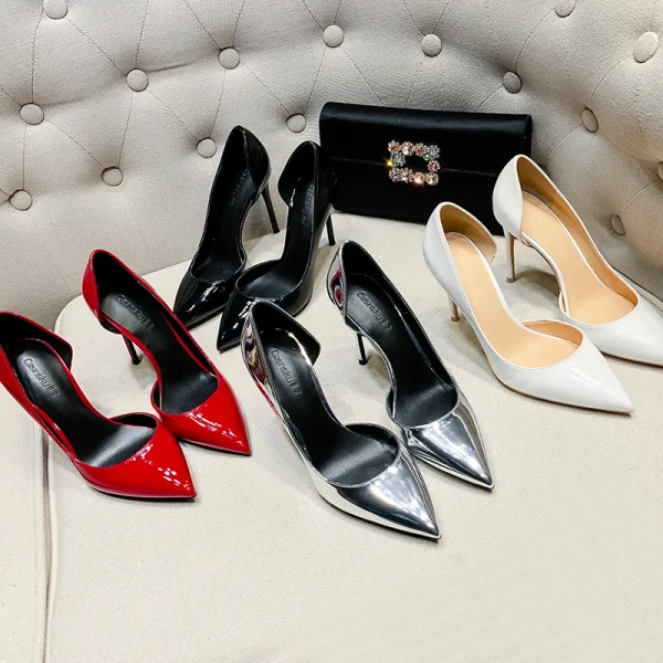 Modest / Simple Nude Office OL Womens Shoes 2020 Patent Leather 10 cm Stiletto Heels Pointed Toe High Heels