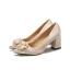 Edles Champagner Satin Brautschuhe 2020 Perle Strass 9 cm Thick Heels Spitzschuh Hochzeit Pumps