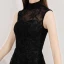 Modest / Simple Homecoming Little Black Dress 2020 A-Line / Princess High Neck Star Lace Sleeveless Knee-Length Graduation Dresses