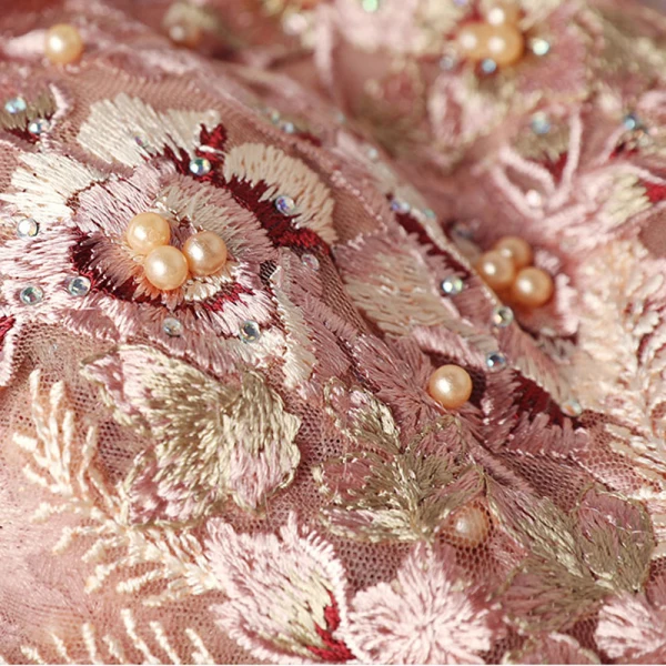 Chic Rose Bonbon Robe De Bal 2020 Princesse De l'épaule Perle Faux Diamant En Dentelle Fleur Manches de cloche Dos Nu Train De Balayage Robe De Ceremonie