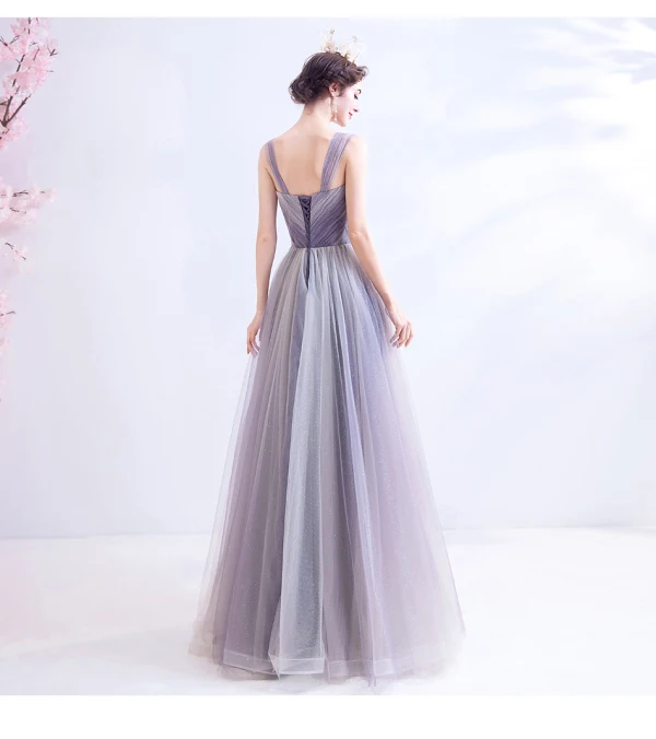 Classy Lavender Prom Dresses 2020 A-Line / Princess Square Neckline Sleeveless Backless Floor-Length / Long Formal Dresses