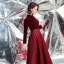 Eleganta Burgundy Mocka Balklänningar 2020 Prinsessa Hög Hals Långärmad Långa Formella Klänningar