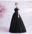 Classy Black Cascading Ruffles Prom Dresses 2020 Ball Gown Ruffle Off-The-Shoulder Rhinestone Lace Flower Sleeveless Backless Floor-Length / Long Formal Dresses