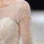 High End Ivory / Creme Brautkleider / Hochzeitskleider 2020 Ballkleid Rundhalsausschnitt Perlenstickerei Kristall Pailletten Spitze Blumen 3/4 Ärmel Rückenfreies Kathedrale Schleppe