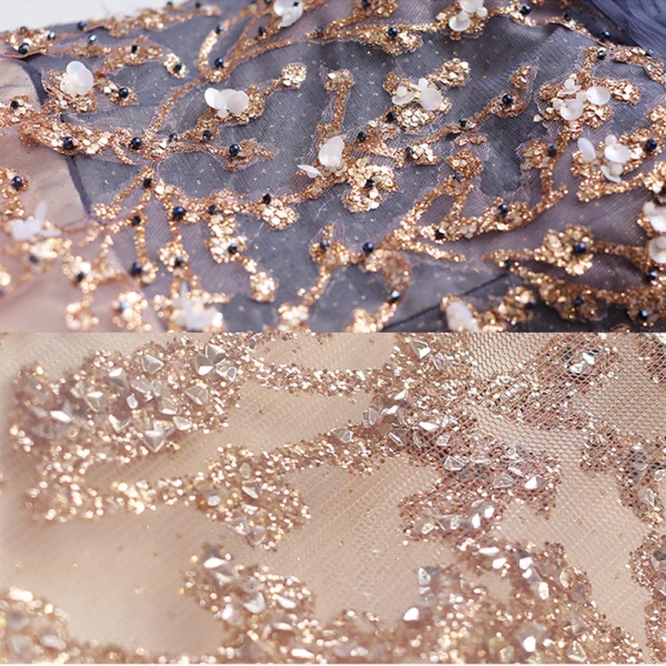 Edles Marineblau Ballkleider 2020 A Linie Off Shoulder Glanz Perlenstickerei Strass Pailletten Applikationen Ärmellos Rückenfreies Lange Festliche Kleider