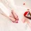 Scintillantes Argenté Chaussure De Mariée 2018 Faux Diamant Paillettes Cuir 8 cm Talons Aiguilles À Bout Pointu Mariage Escarpins