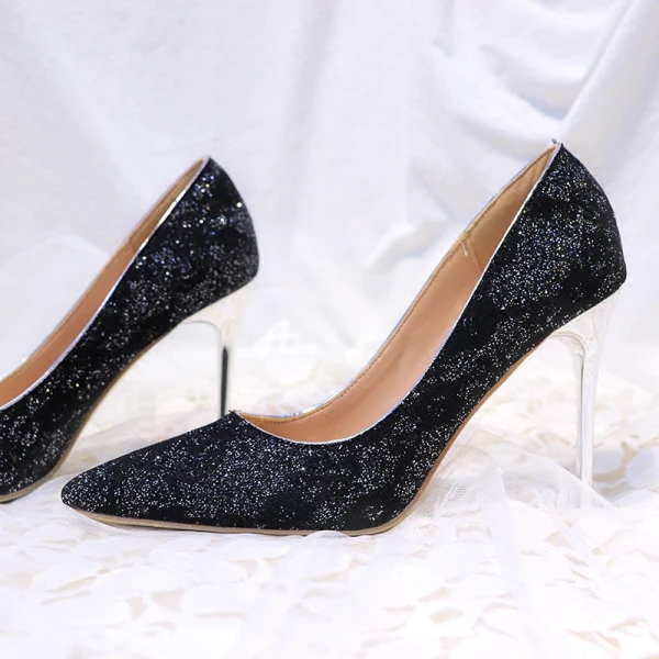 Scintillantes Doré Chaussure De Mariée 2018 Paillettes 10 cm Talons Aiguilles À Bout Pointu Mariage Escarpins