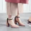 Simple Rougissant Rose Vêtement de rue Daim Sandales Femme 2021 Bride Cheville 8 cm Talons Aiguilles À Bout Pointu Sandales Talons Hauts