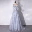 Charmant Gris Perlage Paillettes En Dentelle Fleur Robe De Bal 2024 Princesse Bustier Sans Manches Dos Nu Longue Promo Robe De Ceremonie