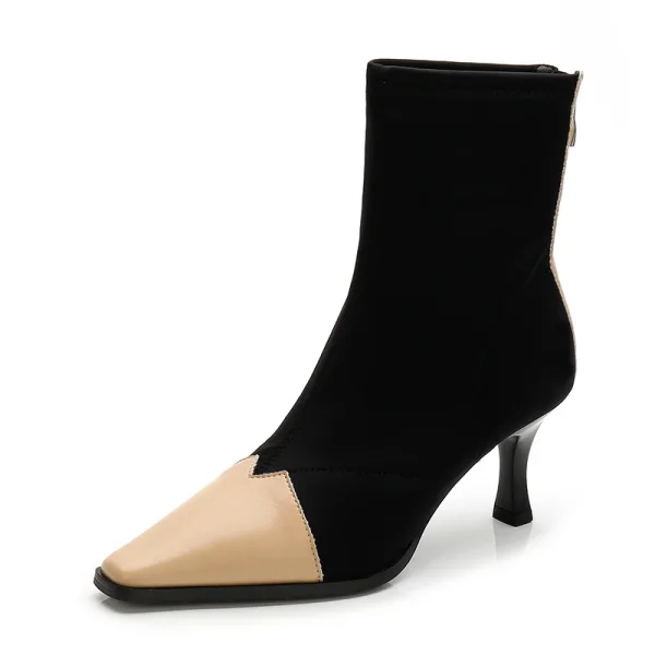 Affordable Black Casual Womens Boots 2020 7 cm Stiletto Heels Pointed Toe Boots
