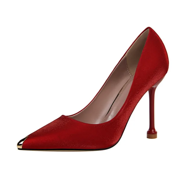 Mooie / Prachtige Rode Gala Pumps 2020 Satijn 10 cm Naaldhakken / Stiletto Spitse Neus Pumps