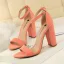 Erschwinglich Nude Freizeit Sandalen Damen 2020 Wildleder Knöchelriemen 9 cm Thick Heels Peeptoes Sandaletten